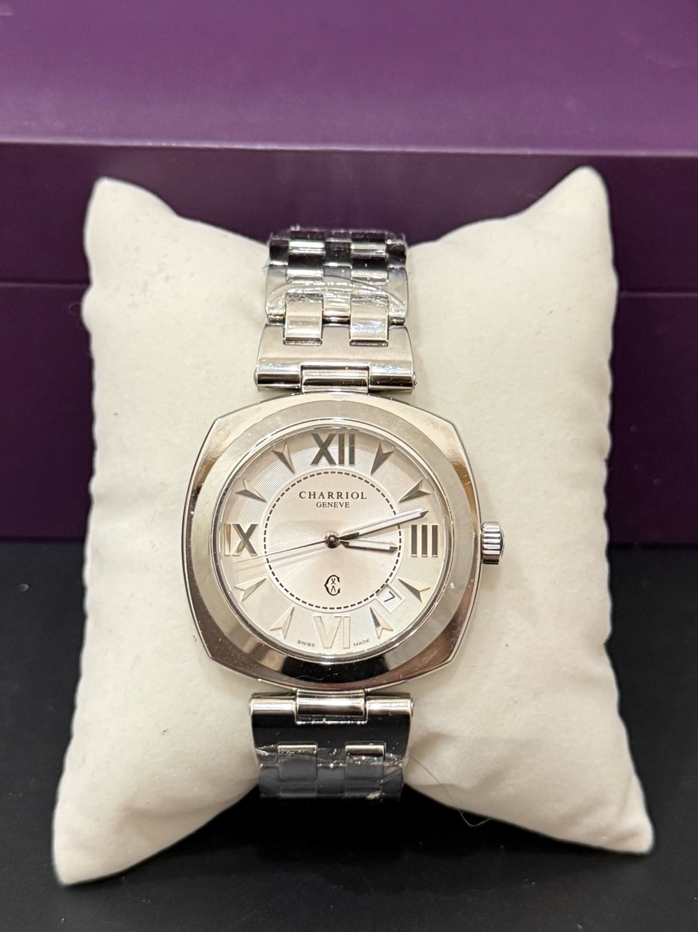 CHARRIOL Geneve ALEXXL Alexandre Collection Cushion-shaped Stainless Steel Watch